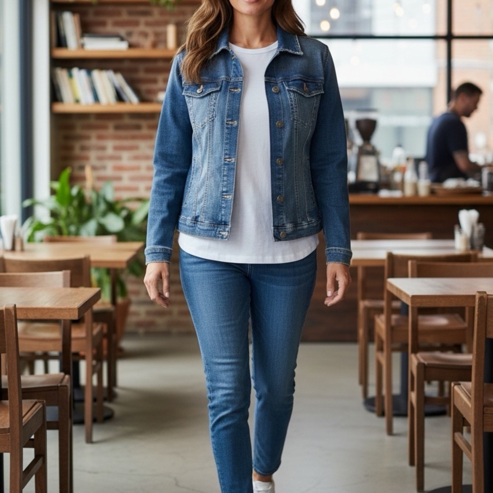 Women’s Classic Blue Denim Jacket - Casual Jean Jacket